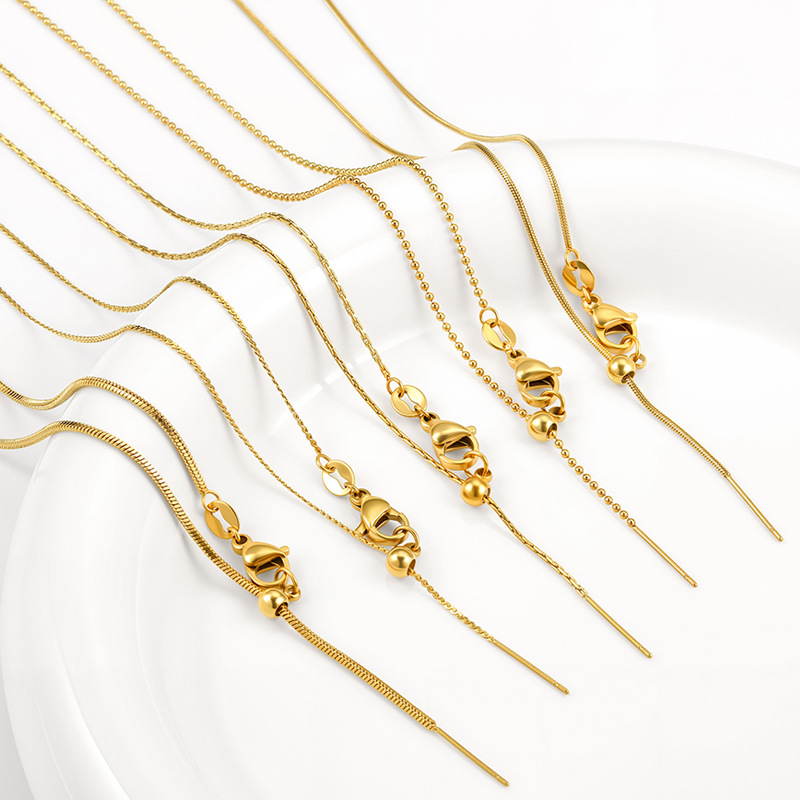 Vintage Fashion Necklace - Titanyum Çelik Evrensel Ayarlanabilir Zincir DIY