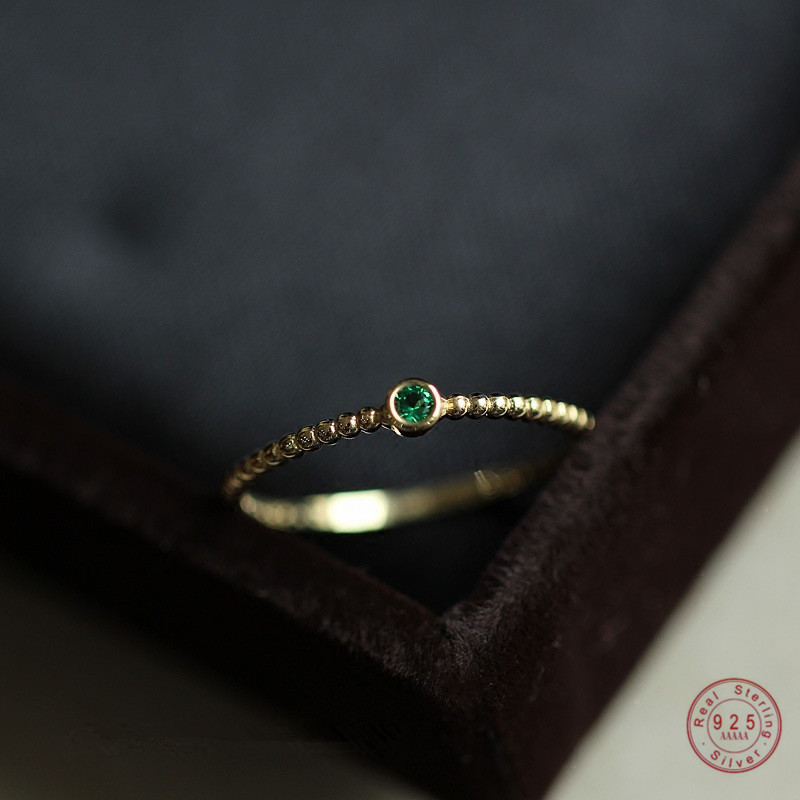 Vintage Fashion Guild - 925 Ayar Gümüş Vintage Zümrüt Yüzük