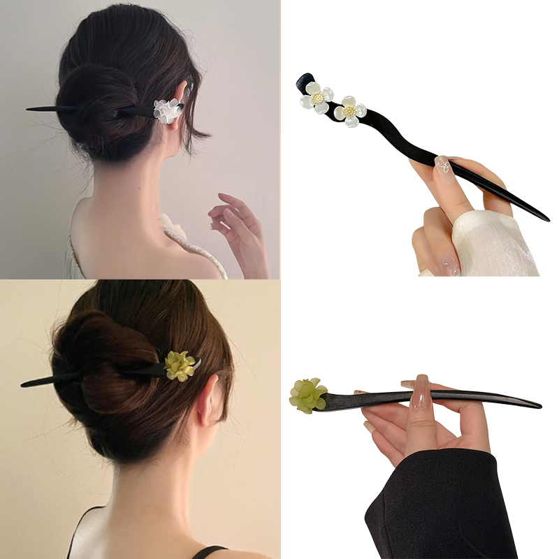 Vintage Fashion In Chinese - Vintage Çin Tarzı Ahşap Çiçek Saç